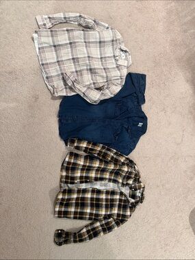 Mens Navy Blue (Old Navy) and Plaid Flannel Button-Up Tops (H&M)